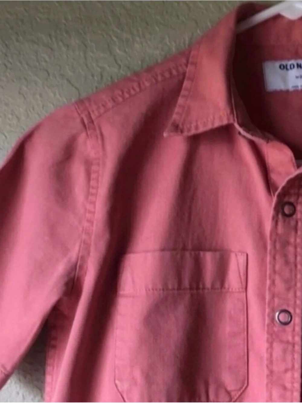 Old Navy Shirt Boys Kids Coral Color Short Sleeve Snap Up Shirt Top Medium 8